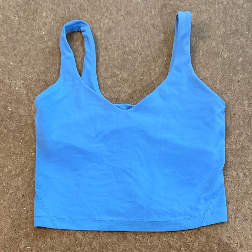 Lululemon Blue Cropped Tank Top with built in bra size 2
